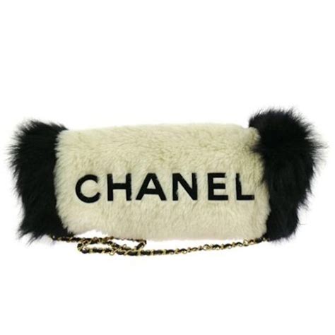 chanel muff hand warmer|Chanel Logos Hand Warmer with Chain Strap Muff White Faux .